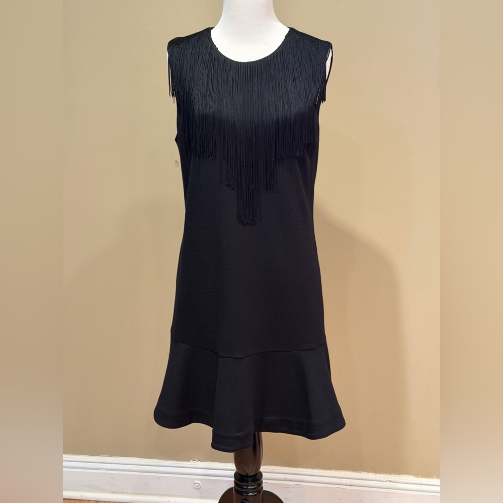 BCBG MaxAzria Black Tassel Fringe Mini Flare Dress - Size Small